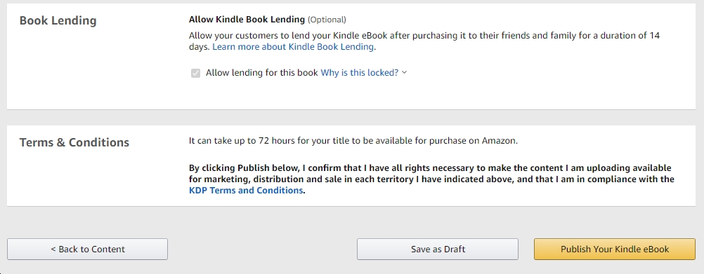 kindle direct publishing terms and conditions