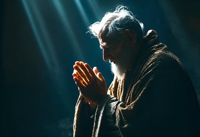 Elderly man praying